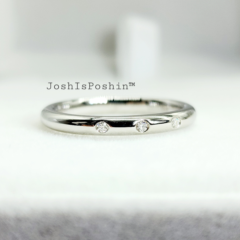 Moissanite Bezel Set Ring Band In Sterling Silver